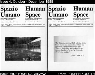 Issue 4, October - December 1988 Front:  JOSEPH KOSUTH Back:  HIDETOSHI NAGASAWA